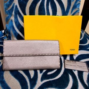 Authentic Fendi Silver Long Wallet